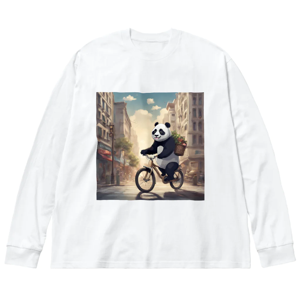 ルノルノの自転車でお買い物パンダくん Big Long Sleeve T-Shirt