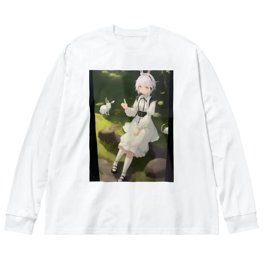 mamichin1122のウサ耳少女 ビッグシルエットロングスリーブTシャツ