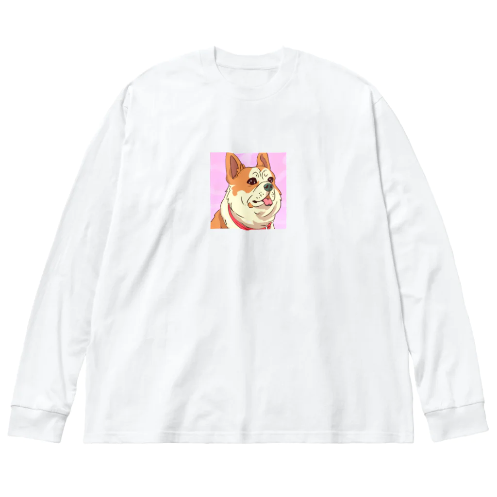 まさのお店の人懐こい犬 ビッグシルエットロングスリーブTシャツ