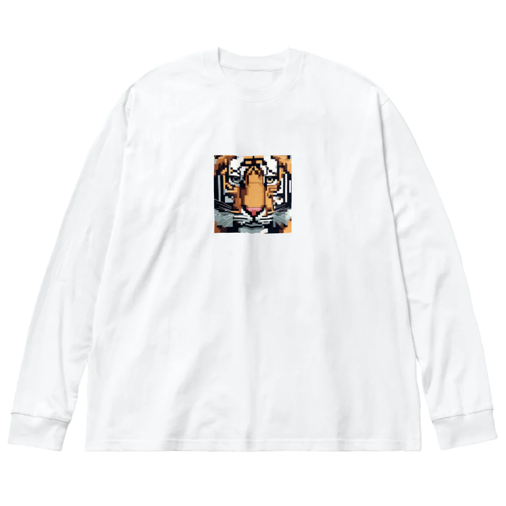 ki1962のドット絵で描かれた虎のアップ画像のプレミアムグッズ Big Long Sleeve T-Shirt