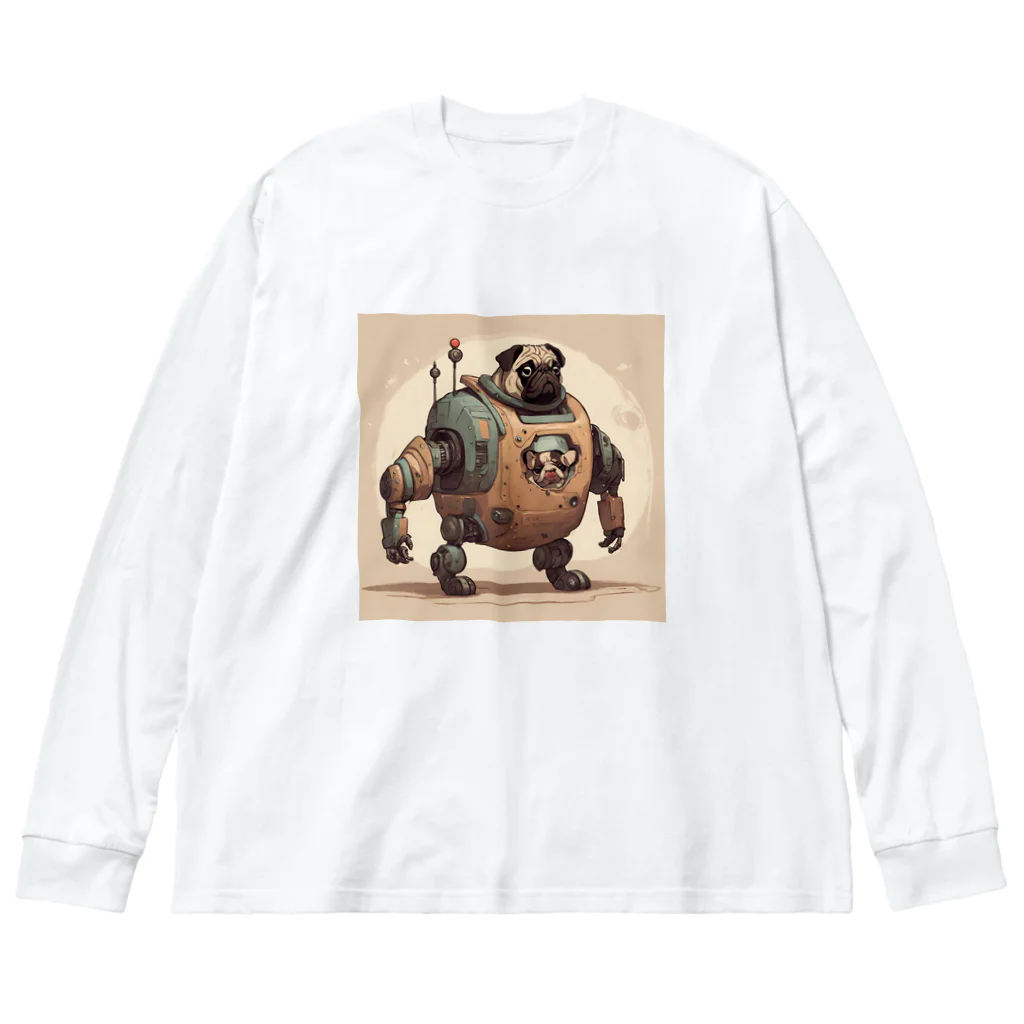 PUGおやじのロボパグ出動 ビッグシルエットロングスリーブTシャツ