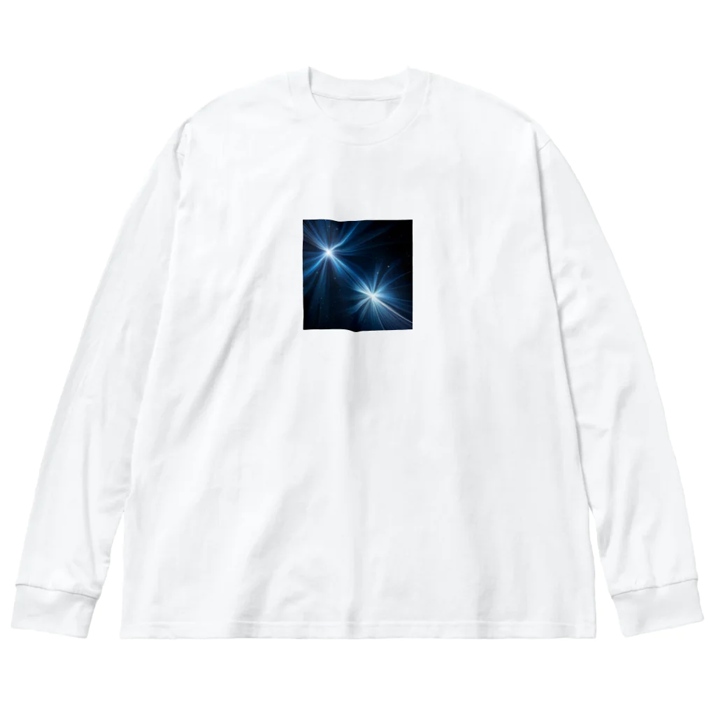 itacyoko(AIイラスト屋)の宇宙に輝く青い光 Big Long Sleeve T-Shirt