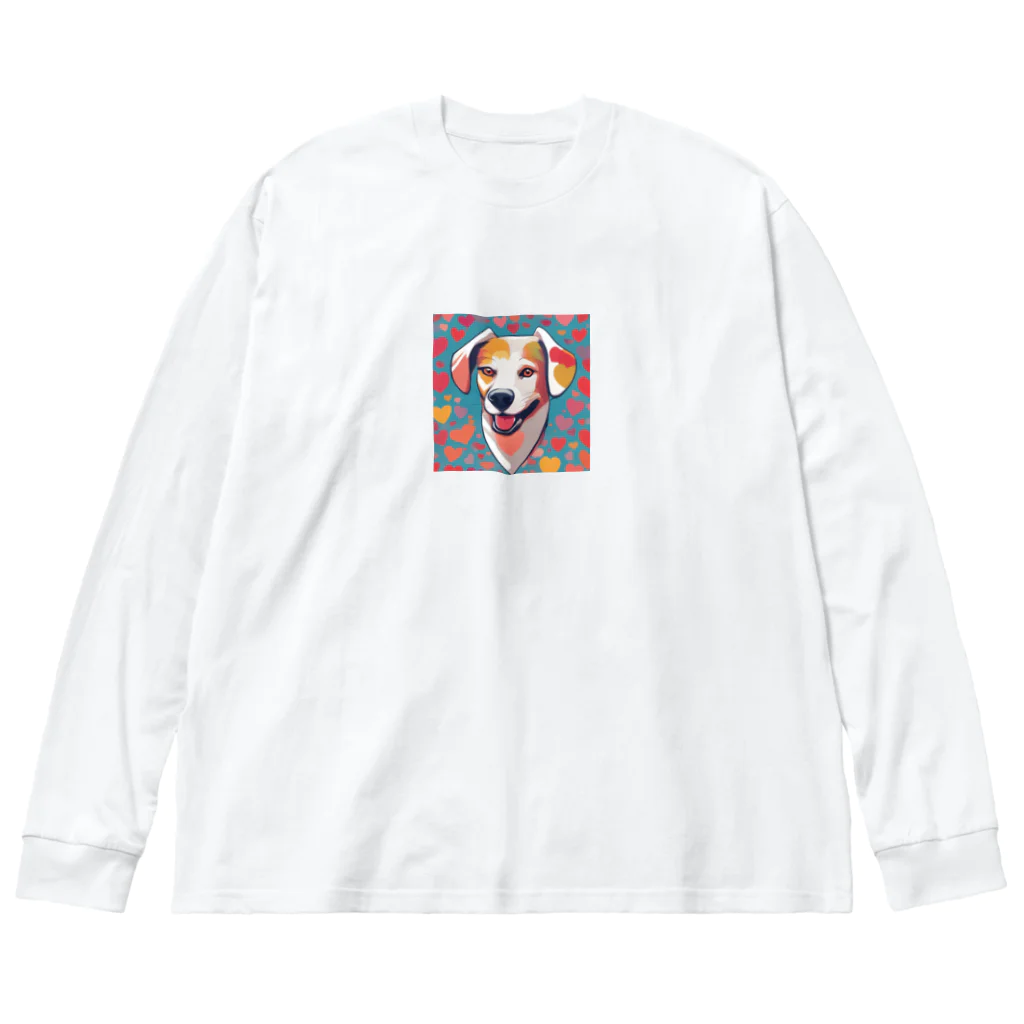 NYNANTのワンちゃん　ハート柄　 ビッグシルエットロングスリーブTシャツ