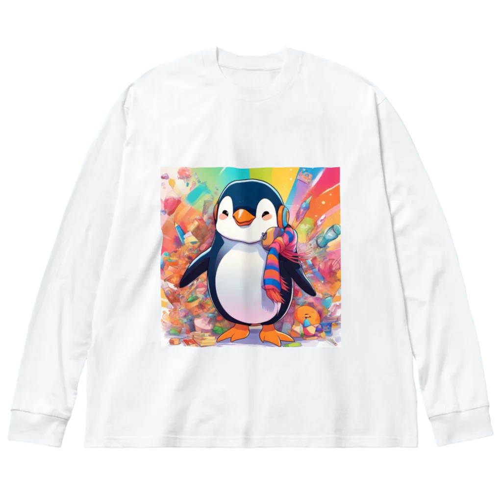 aki7sの笑顔のペンギン ビッグシルエットロングスリーブTシャツ