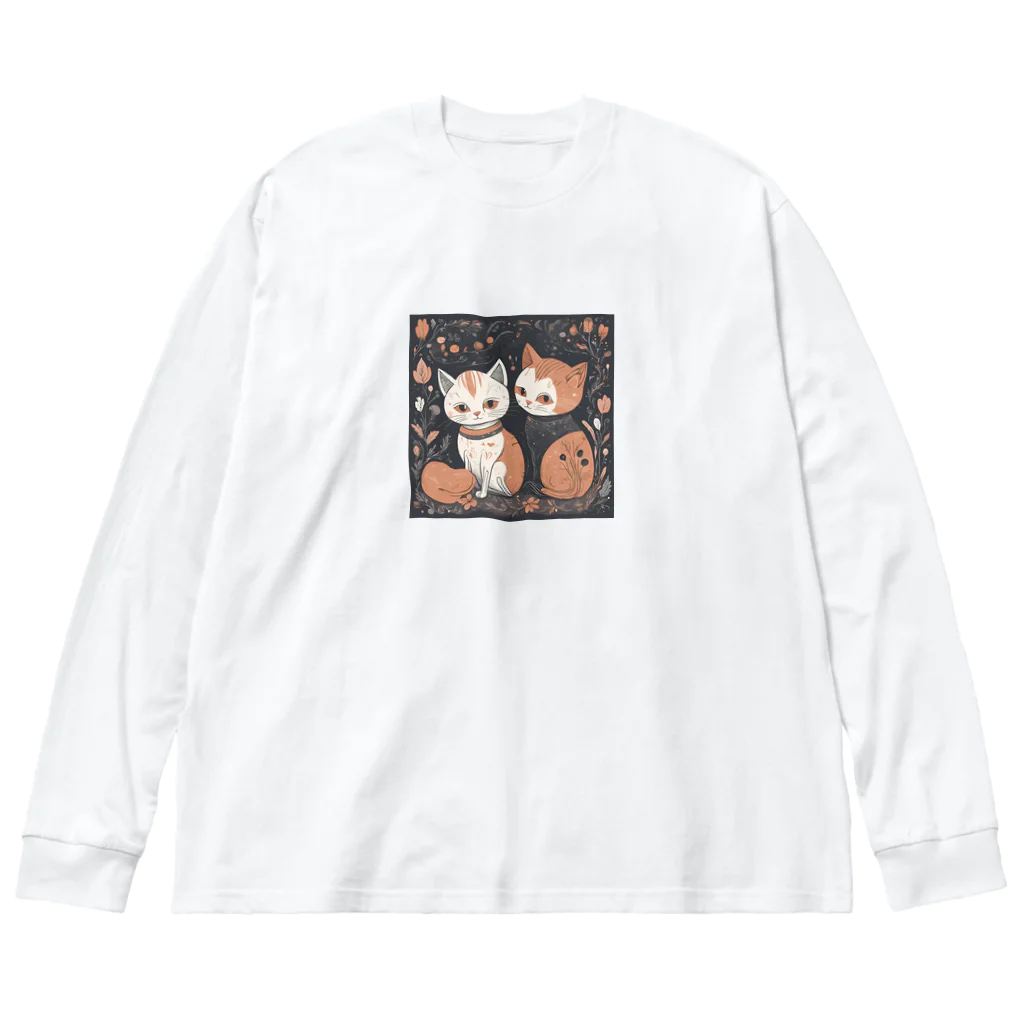 不思議なイラストのワンダーキャットイラストグッズ ビッグシルエットロングスリーブTシャツ