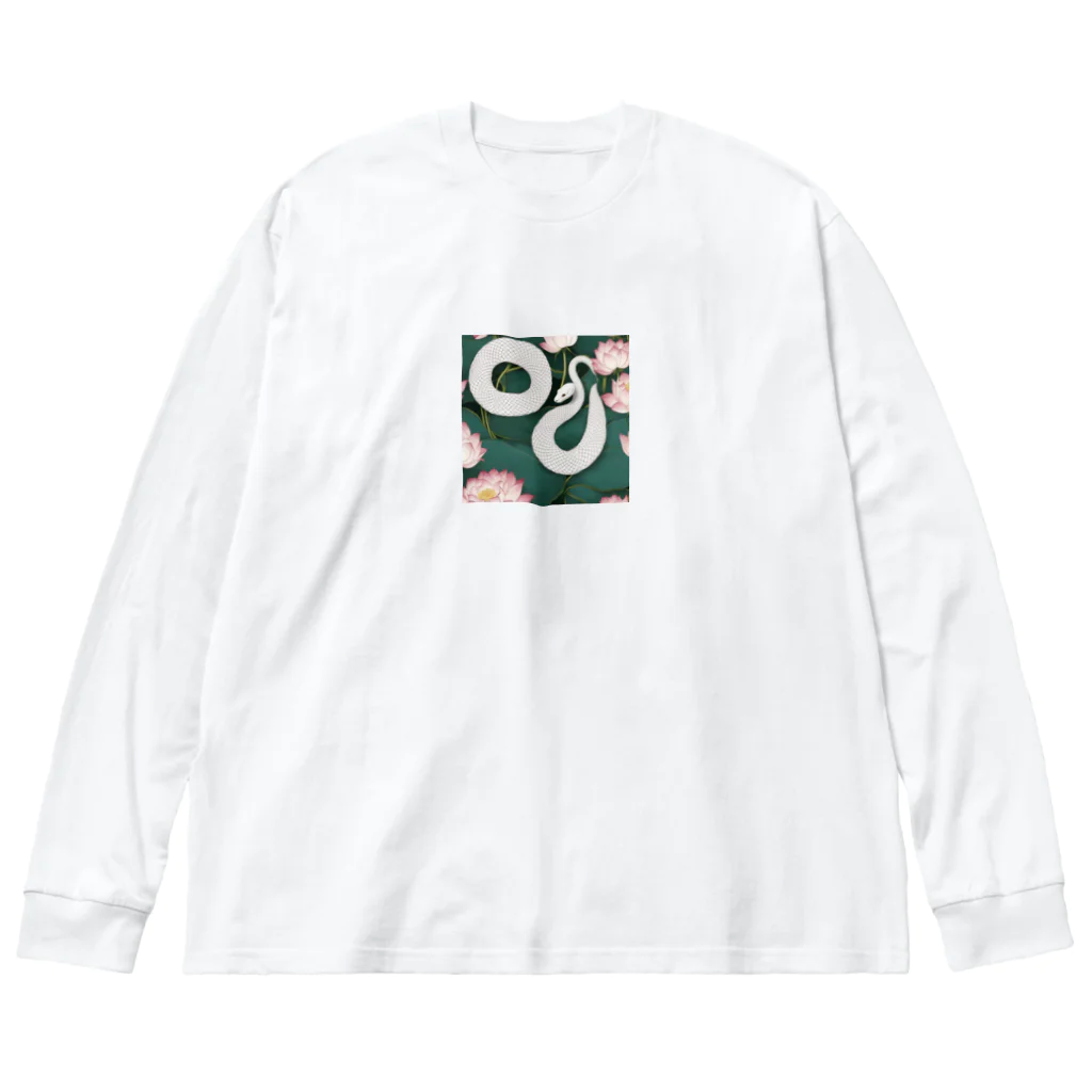 ToToMoの【金運上昇】幸運の白蛇 Big Long Sleeve T-Shirt