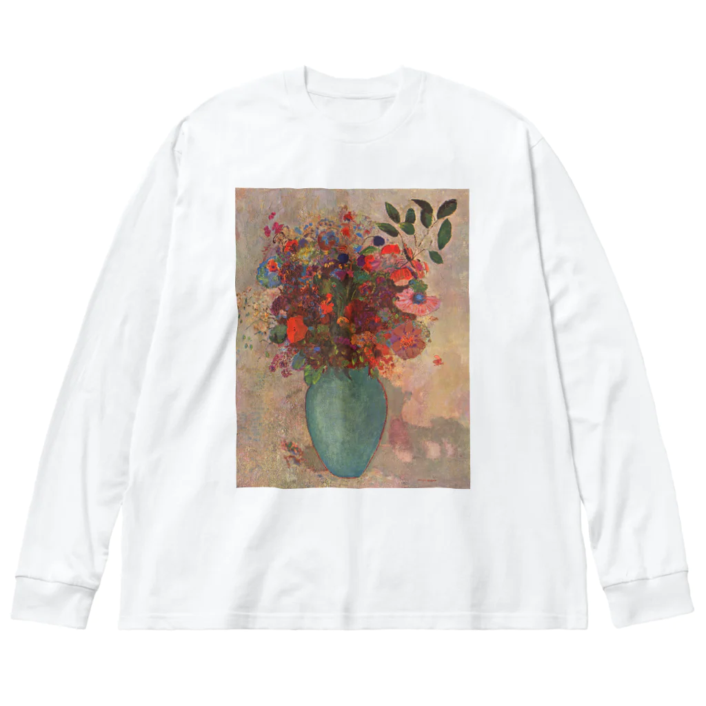 世界美術商店のトルコ石色の花瓶の花 /  The turquoise vase Big Long Sleeve T-Shirt