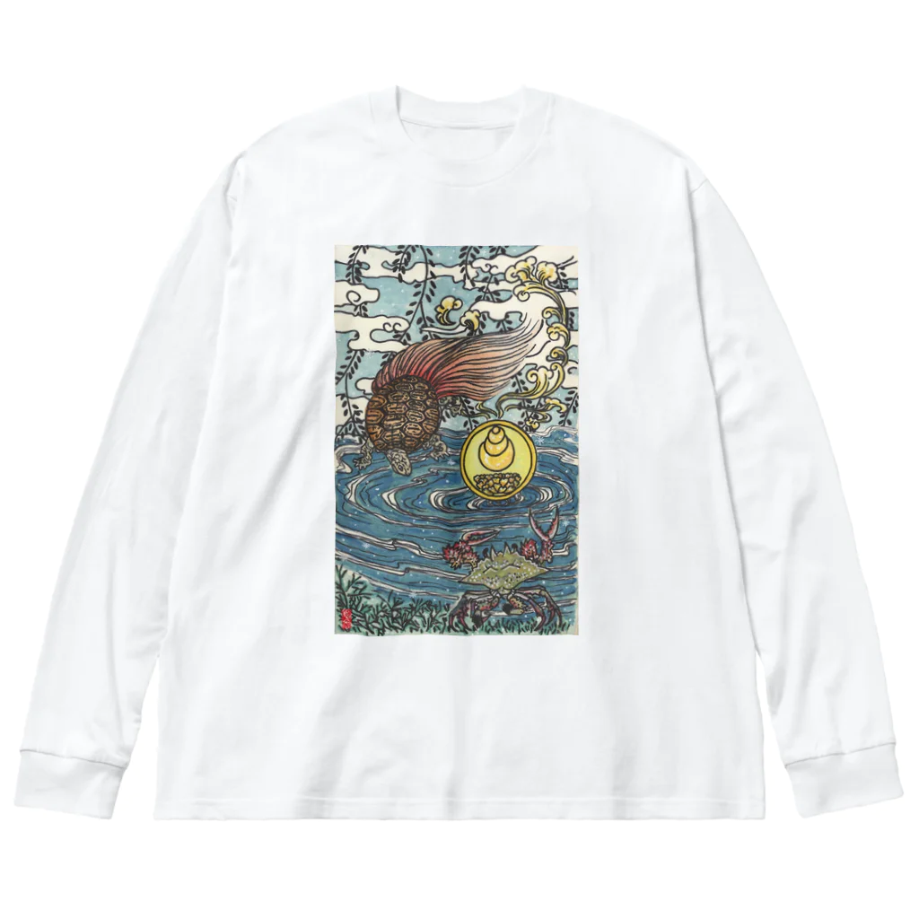 JapaneseArt Yui Shopの亀蟹合戦 ビッグシルエットロングスリーブTシャツ