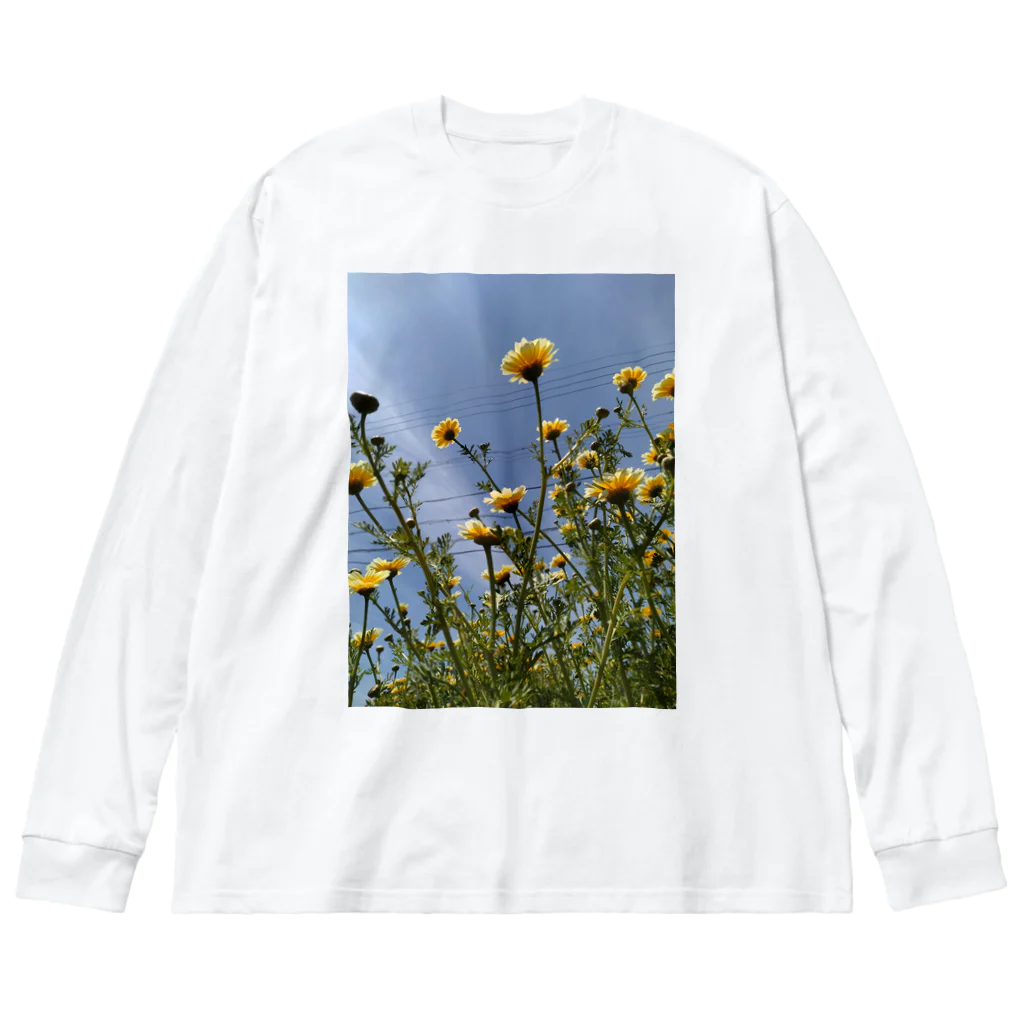 MMの黄色い春菊の花 ビッグシルエットロングスリーブTシャツ