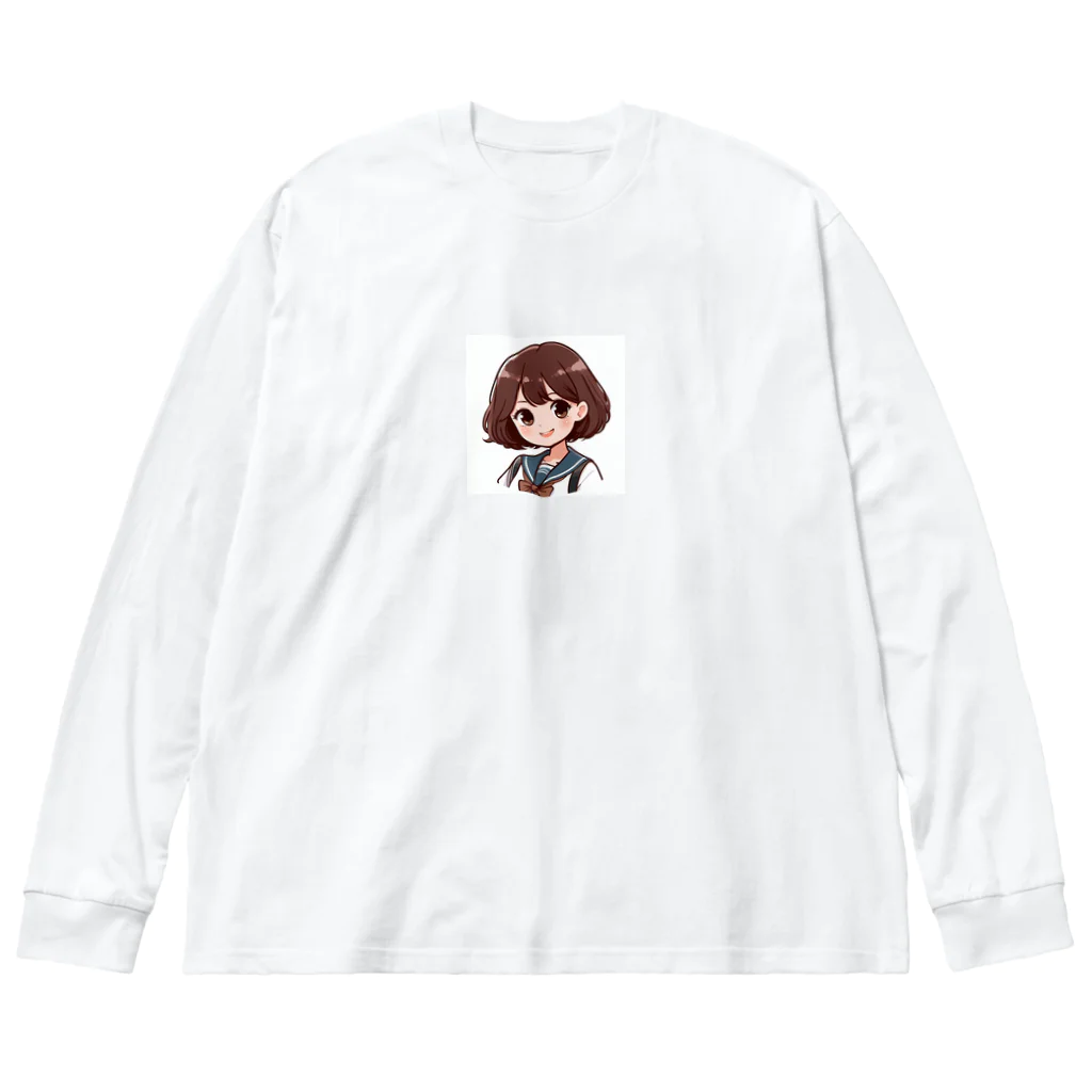 ワンダーワールド・ワンストップのボブヘアのかわいい女の子 ビッグシルエットロングスリーブTシャツ