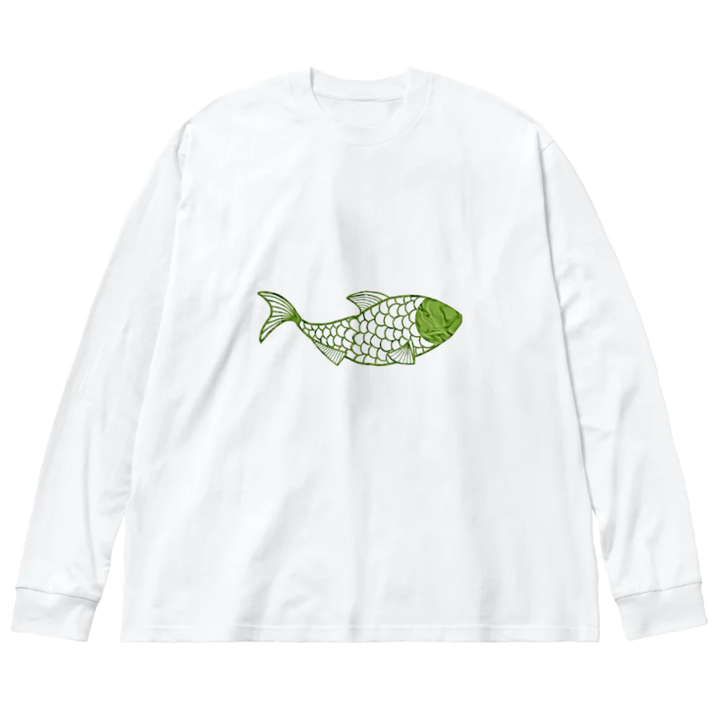 mumusの魚　green ビッグシルエットロングスリーブTシャツ