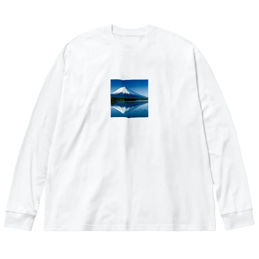 YASU1の湖に反射する富士山 ビッグシルエットロングスリーブTシャツ