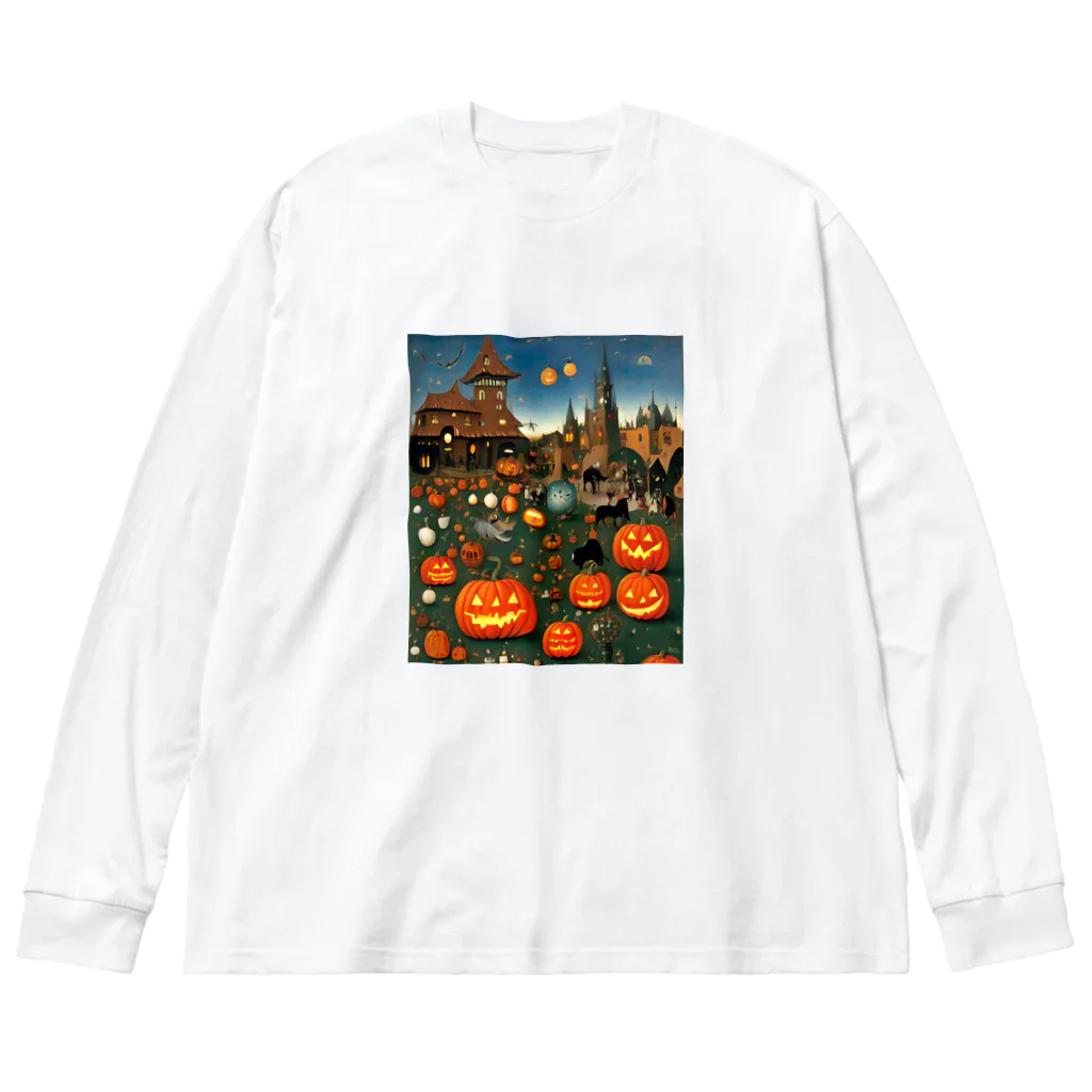 waffle2000のハロウィン風景 ビッグシルエットロングスリーブTシャツ