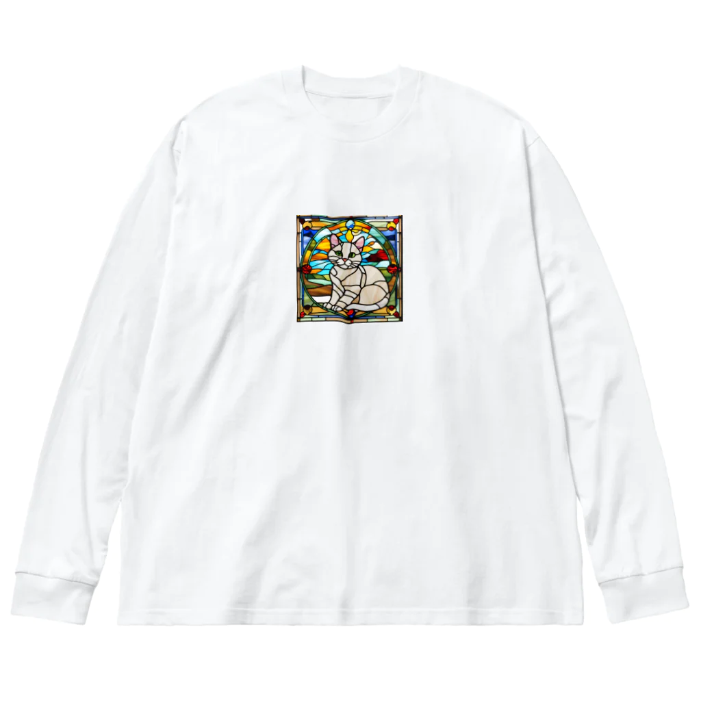 Ren05の猫のイラストグッズ【ステンドグラス風】 Big Long Sleeve T-Shirt