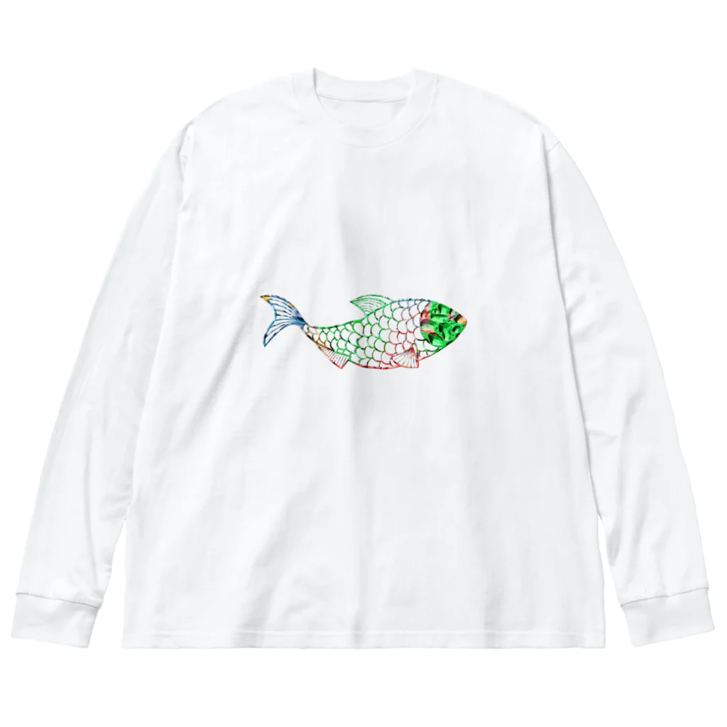 mumusの魚　water drop ビッグシルエットロングスリーブTシャツ