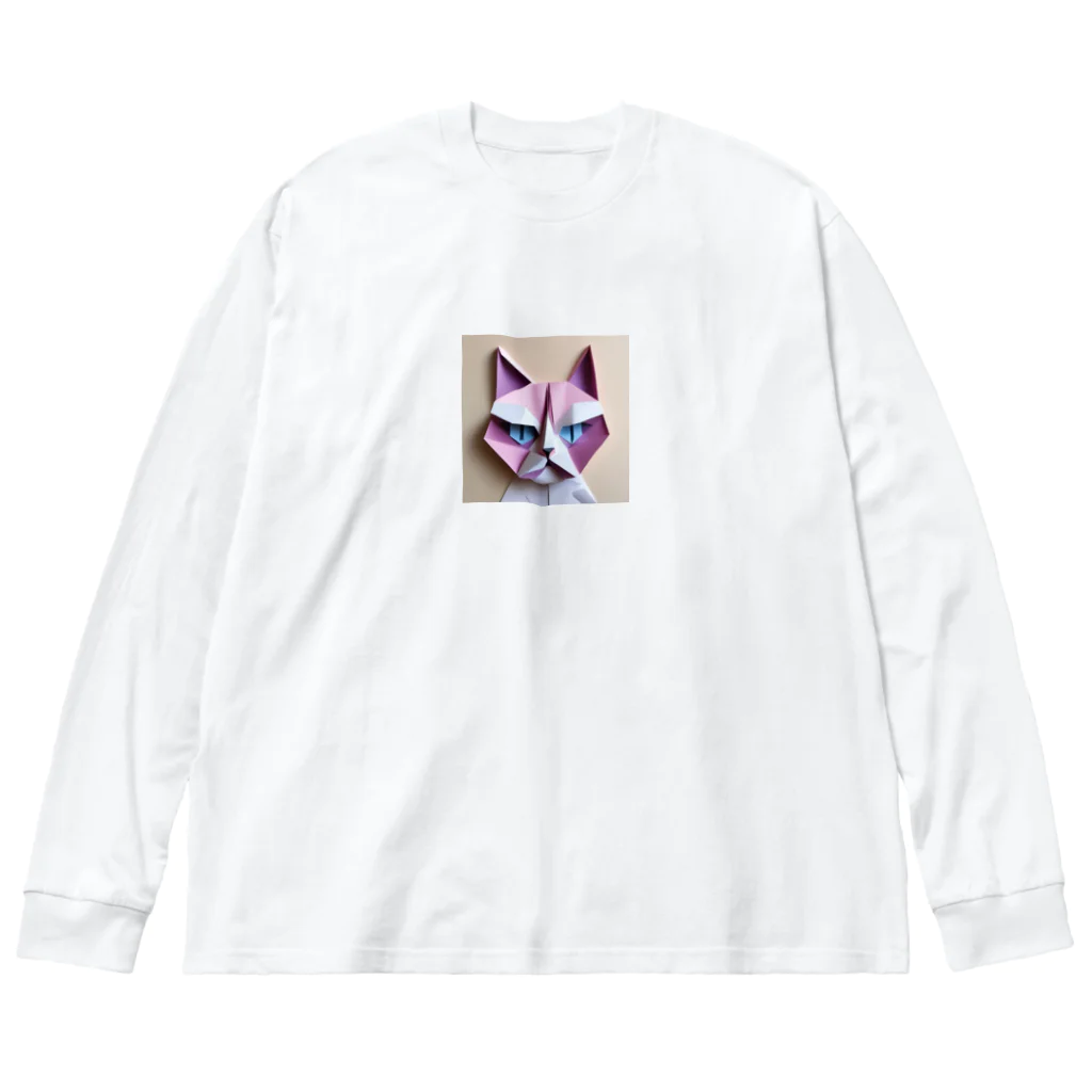 Kitabaの折り紙アニマル・ワシ猫ですねん！ ビッグシルエットロングスリーブTシャツ