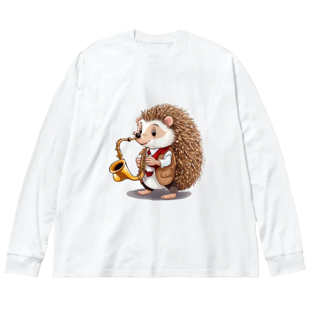 moriugのサックスを演奏するハリネズミ Big Long Sleeve T-Shirt