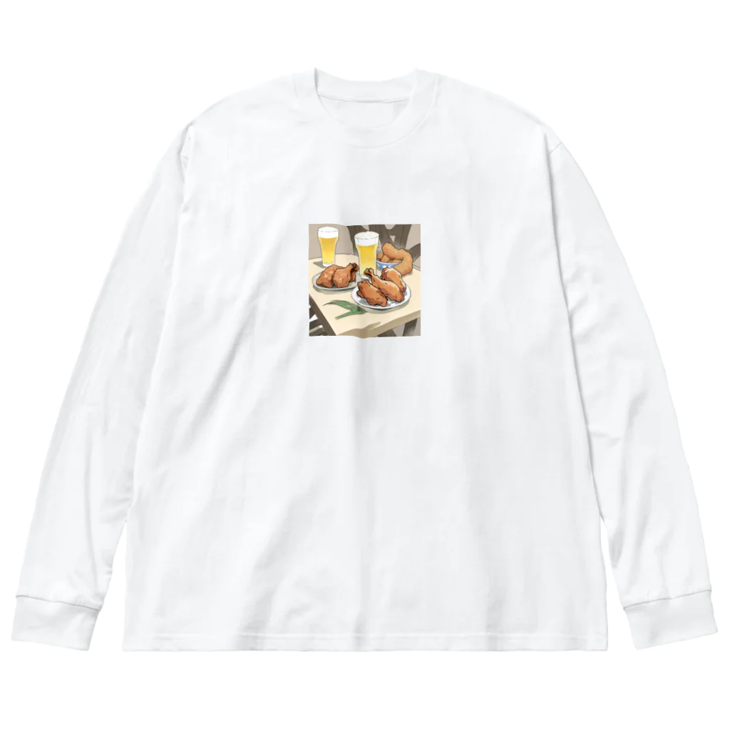 無類の酒好きのビールには唐揚げ Big Long Sleeve T-Shirt