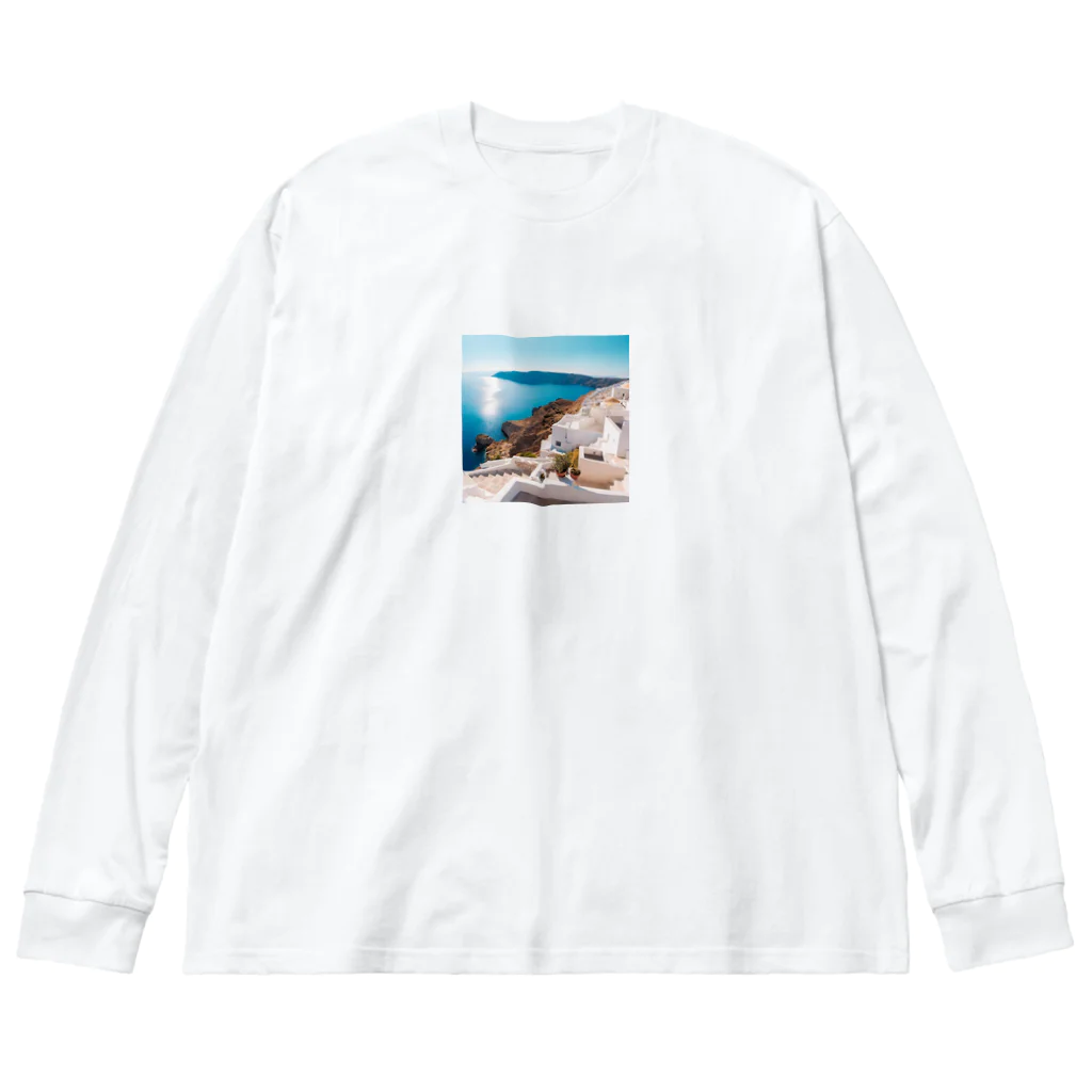 KSK SHOPのギリシャ・エーゲ海の素敵な風景 ビッグシルエットロングスリーブTシャツ