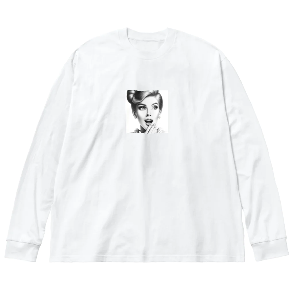 aoyama1964の驚く女性 ビッグシルエットロングスリーブTシャツ