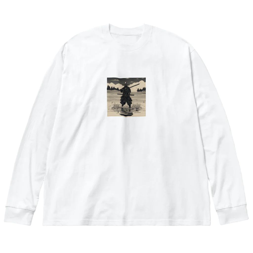 samurai-isの池に佇むサムライ ビッグシルエットロングスリーブTシャツ