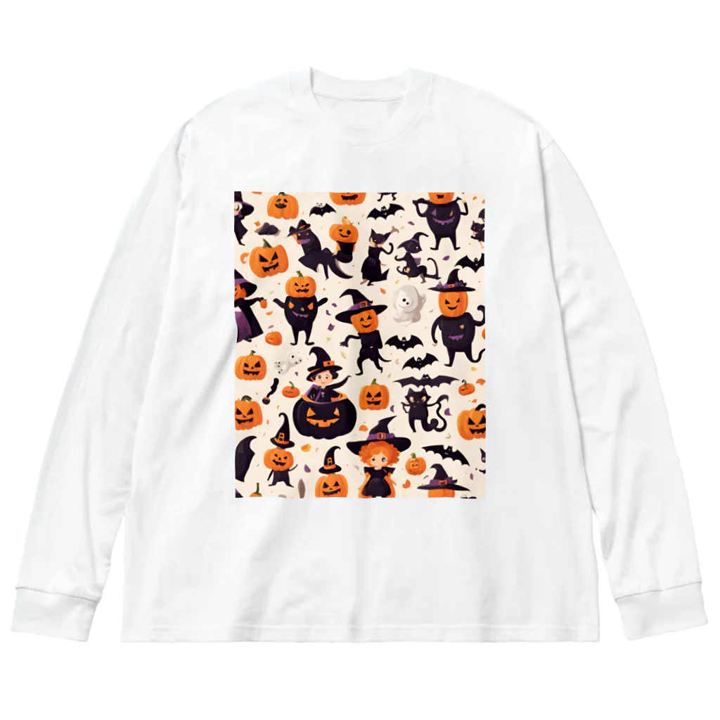 ワンダーワールド・ワンストップのたくさんのかわいいハロウィーンキャラクター Big Long Sleeve T-Shirt