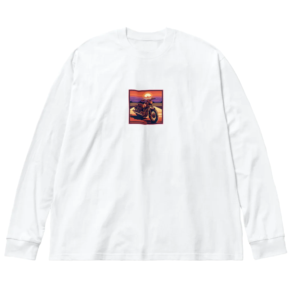 毎日がにゃんとも幸せ マサッチShopのレトロバイクドット　夕日編№４ Big Long Sleeve T-Shirt