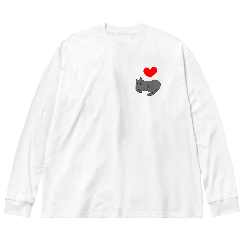 ３２１６のl love クロネコ Big Long Sleeve T-Shirt