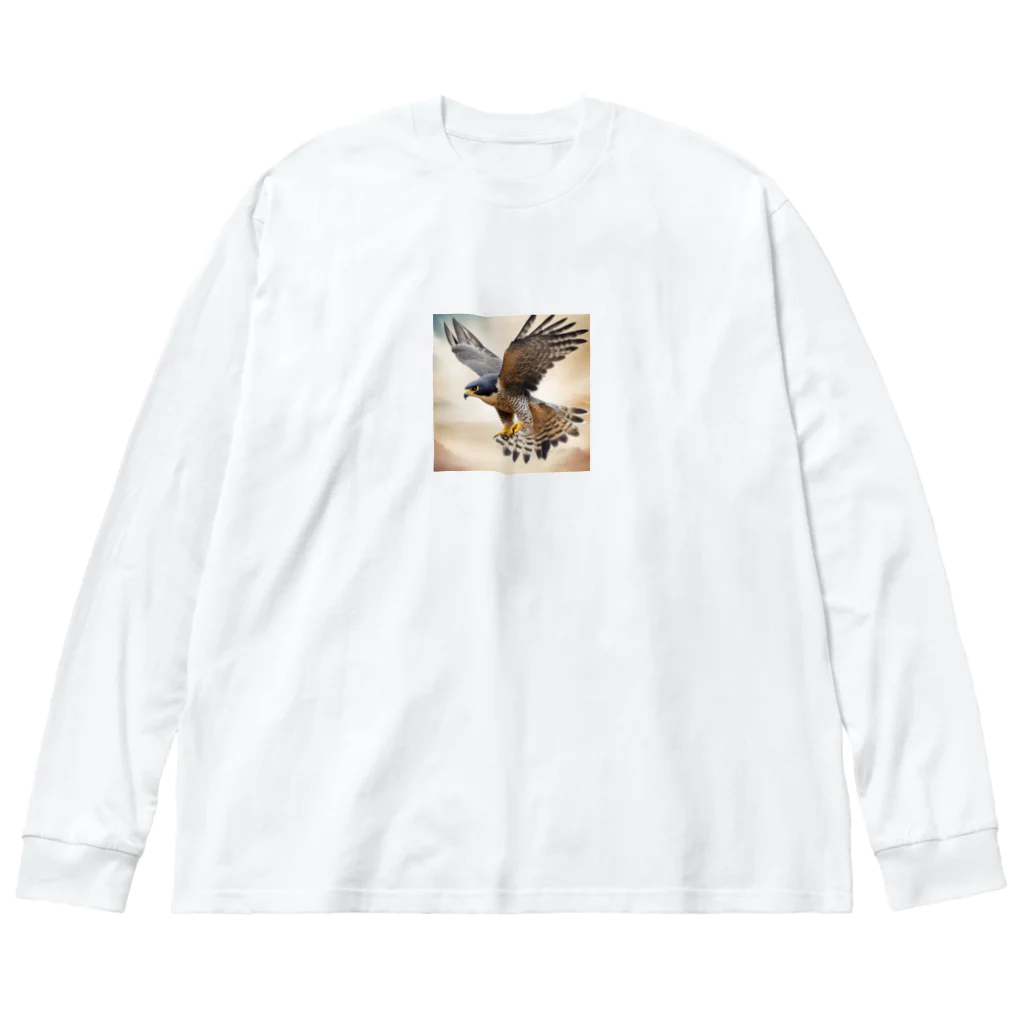 千裕アトリエ（いつもありがとう）のカラカラ (Peregrine Falcon) ビッグシルエットロングスリーブTシャツ