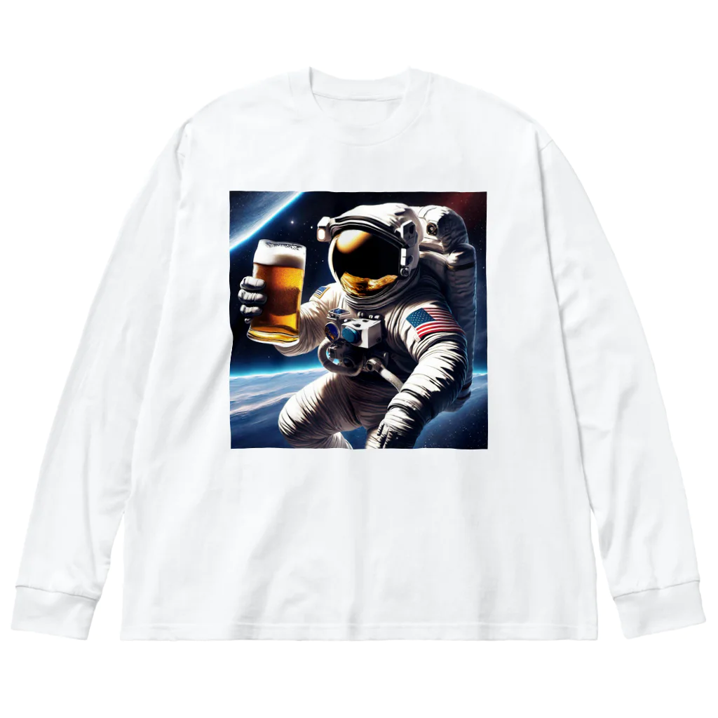 宇宙開発デザイン科の酒飲みアストロノーツ ビッグシルエットロングスリーブTシャツ