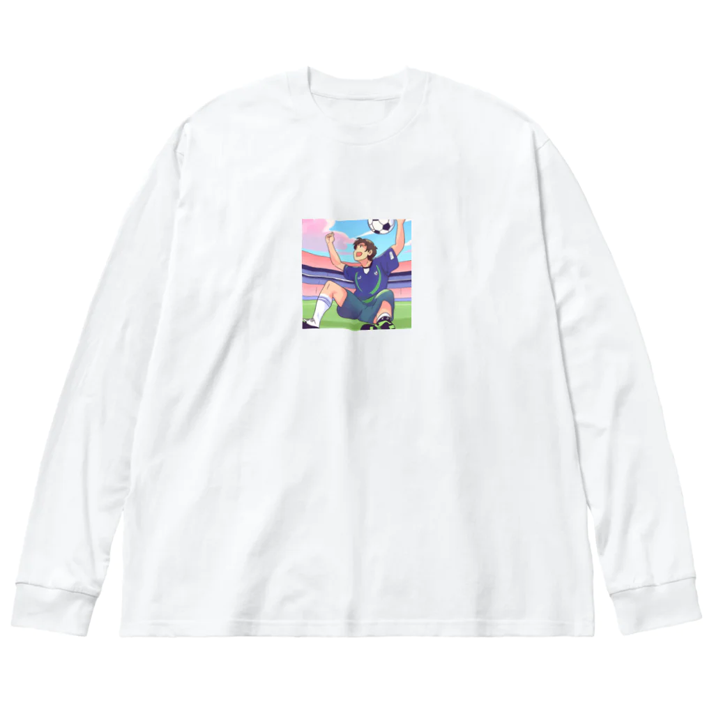 ほっこりグッズBASEのワールドカップ優勝を夢見るサッカー少年 Big Long Sleeve T-Shirt