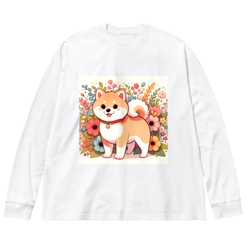 uyuyoshieの可愛い柴犬 ビッグシルエットロングスリーブTシャツ