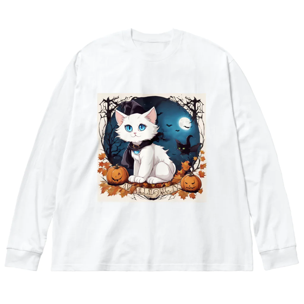 yoiyononakaのハロウィンの白猫08 Big Long Sleeve T-Shirt