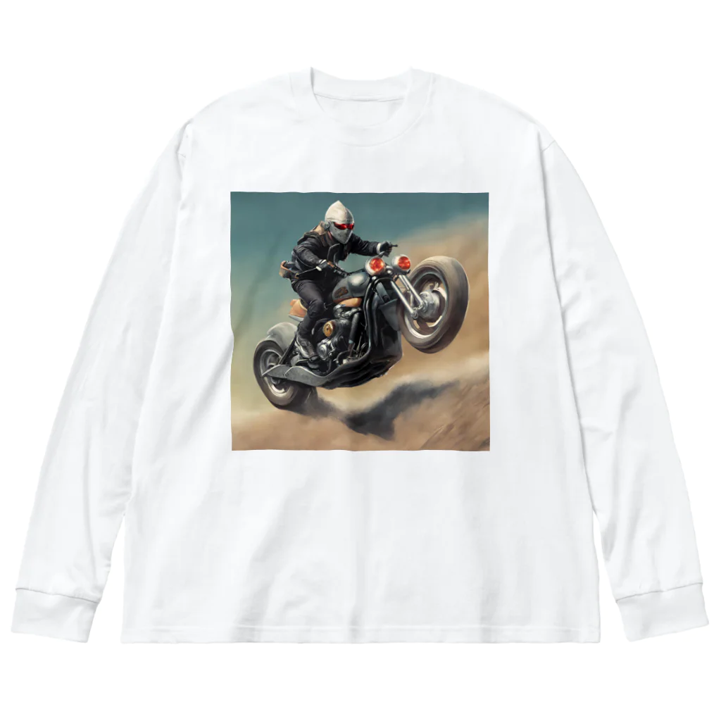 Yamapの仮面のバイク乗り ビッグシルエットロングスリーブTシャツ