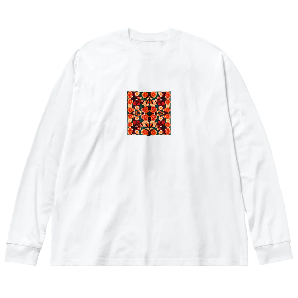 屋台 CLINICの北欧風フラワー（赤） Big Long Sleeve T-Shirt