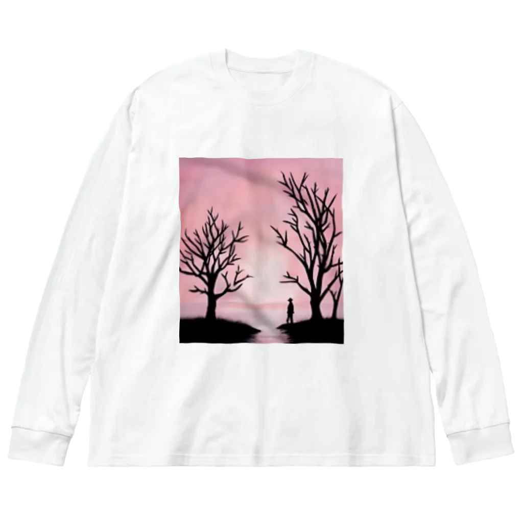 YOKAZE KASUMIの鮮やかなピンクが背景のかわカッコイイグッズ！ Big Long Sleeve T-Shirt