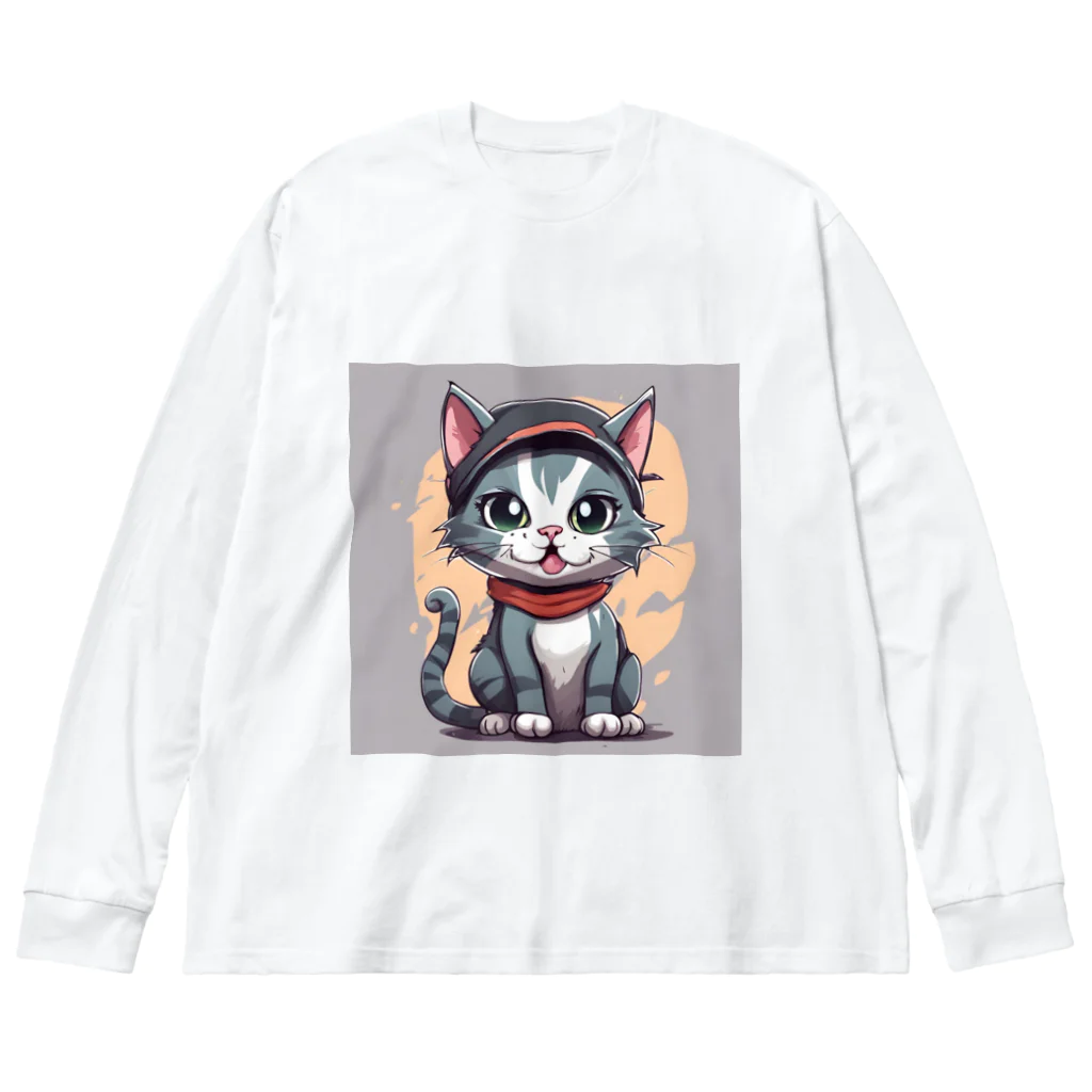 じゅんじゅんのキャップ猫 Big Long Sleeve T-Shirt