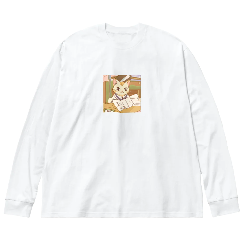 Yoshionekoのカワヨ仕事ネコ ビッグシルエットロングスリーブTシャツ