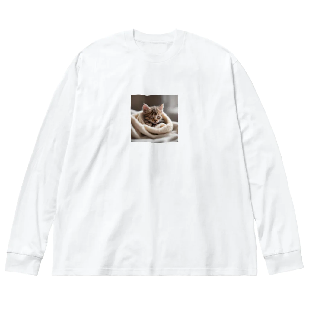 mini_asuのおやすみ猫 ビッグシルエットロングスリーブTシャツ