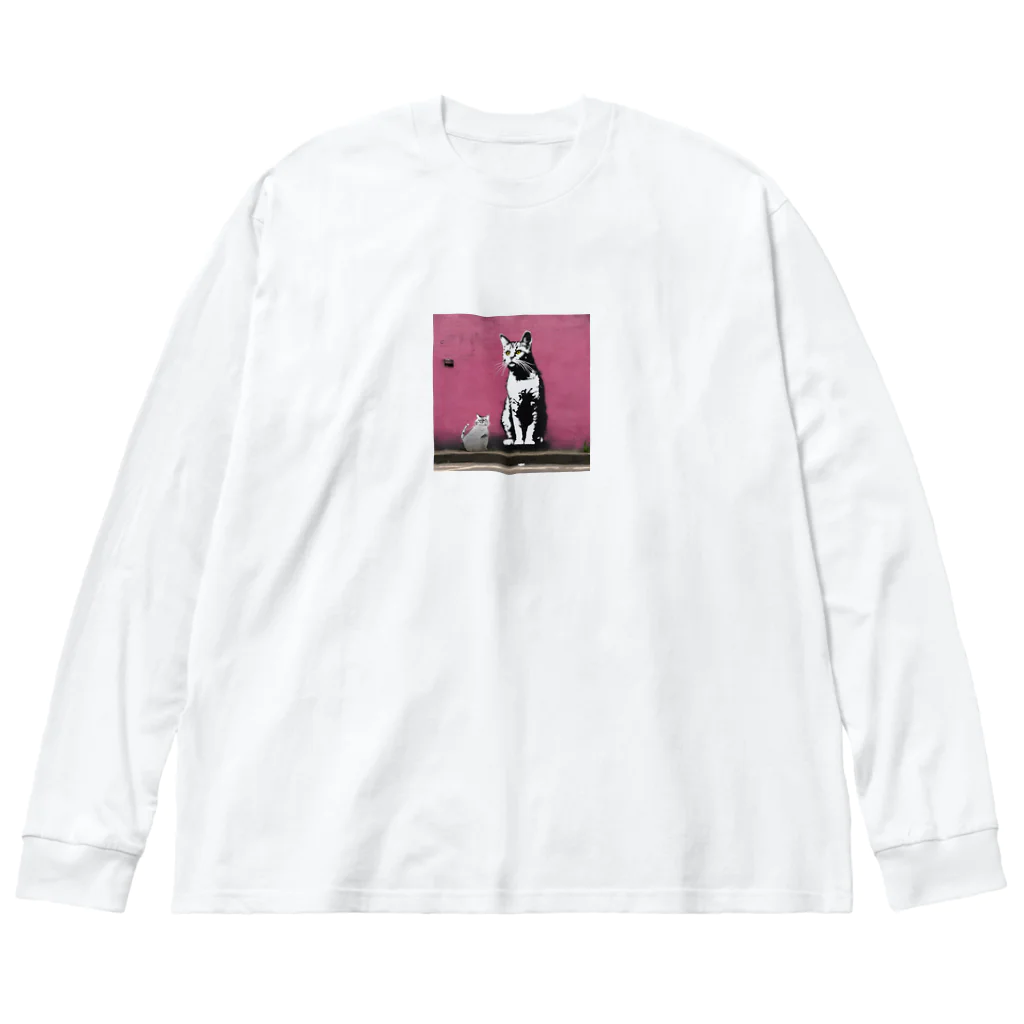 3mimi3の壁画アートのにゃんこ Big Long Sleeve T-Shirt