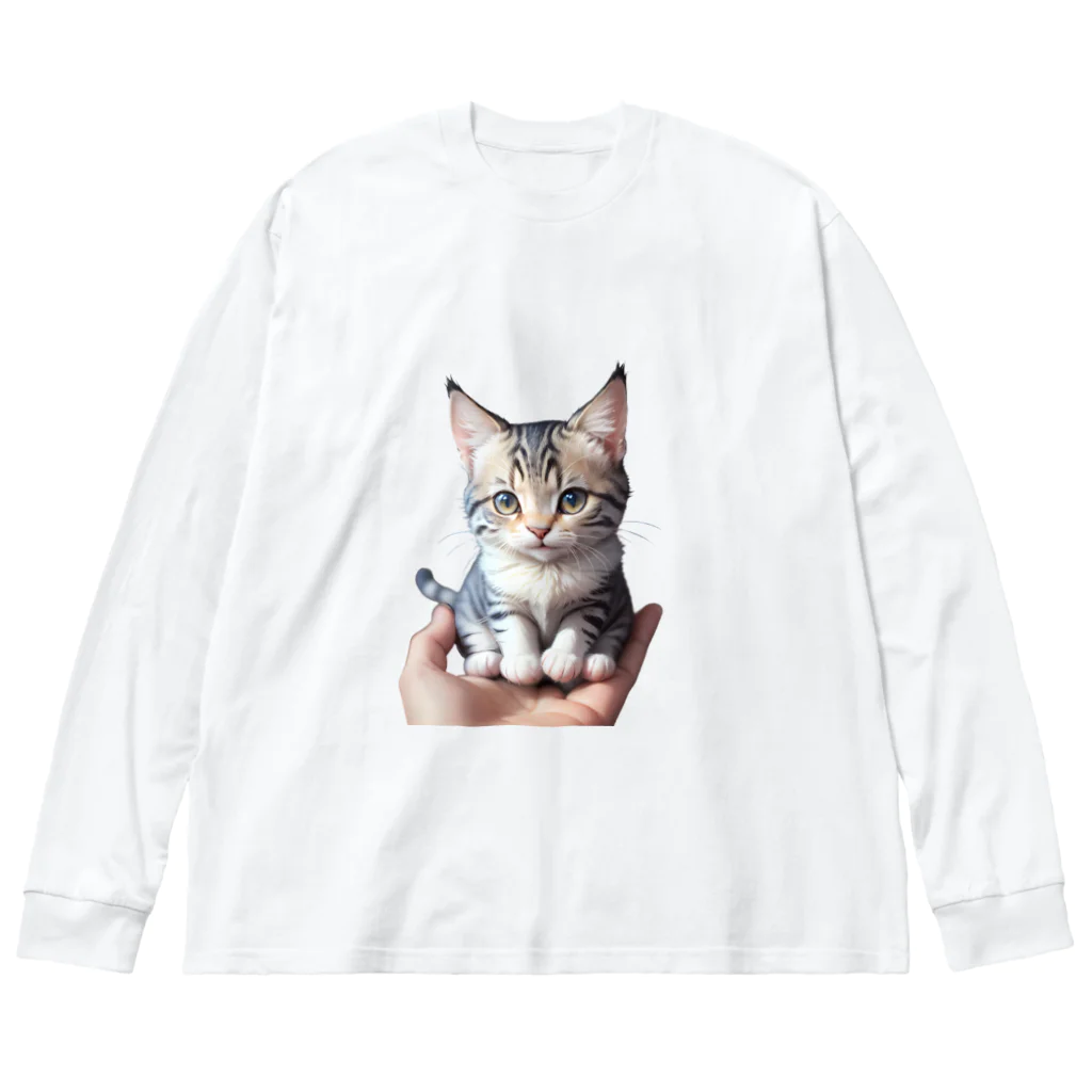 ジヤム職人の"手のひらの猫"  ビッグシルエットロングスリーブTシャツ