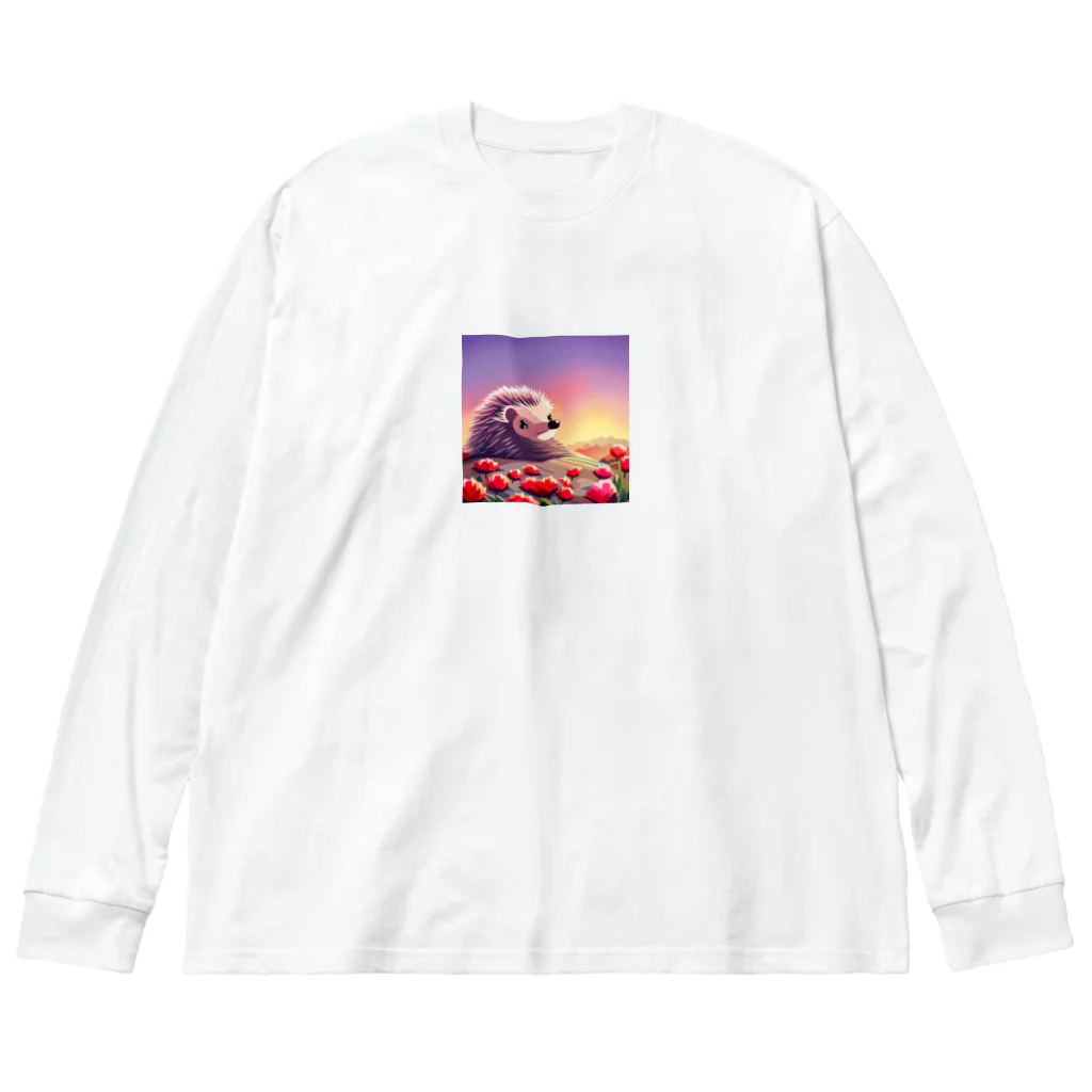 koba777のドット絵ハリネズミ ビッグシルエットロングスリーブTシャツ