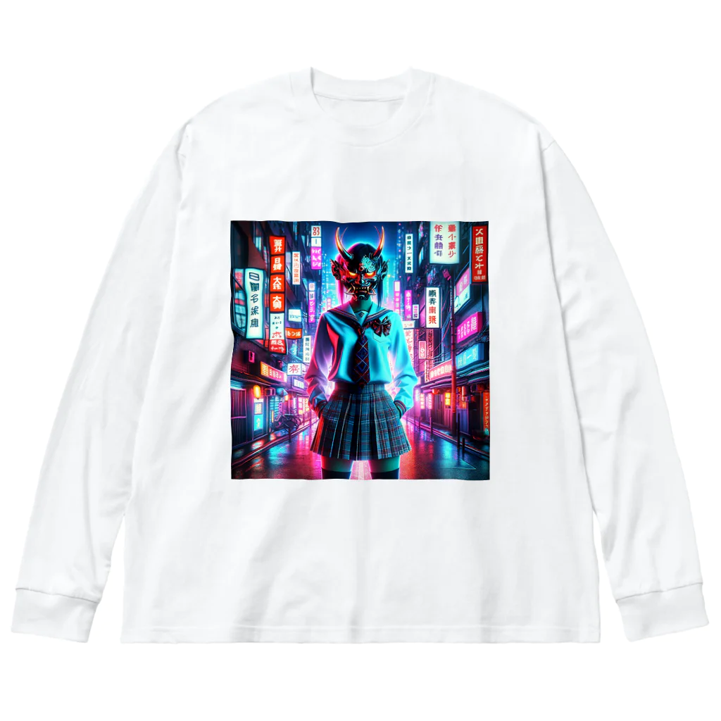 Hayate Kawakami オリジナルの般若女子高生 Big Long Sleeve T-Shirt