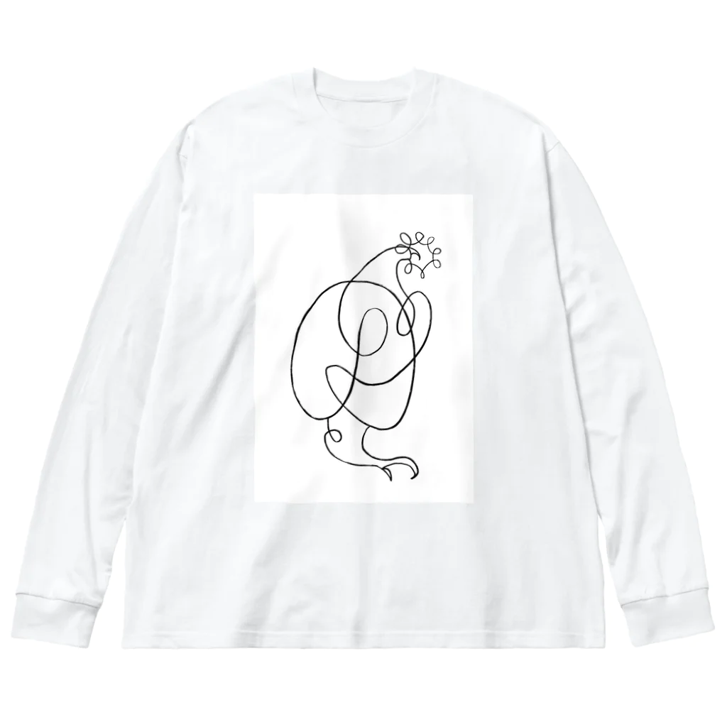 techonionの一筆bird_1 ビッグシルエットロングスリーブTシャツ