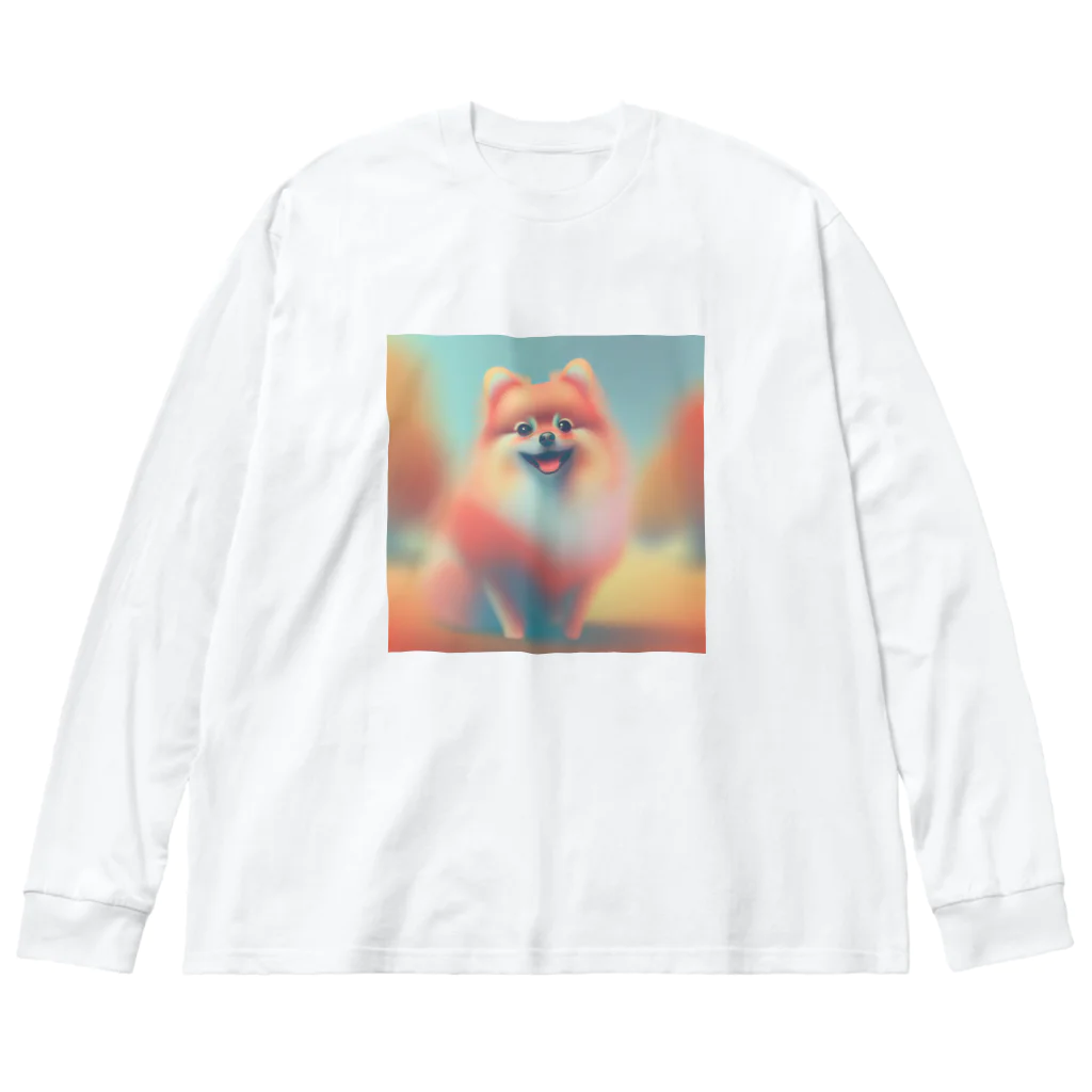 isoisocialのふわふわポメラニアン Big Long Sleeve T-Shirt