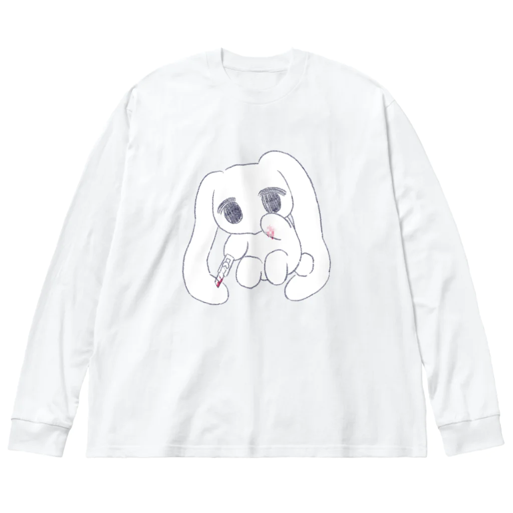 あくむ病院のしんどみうさぎちゃん ビッグシルエットロングスリーブTシャツ