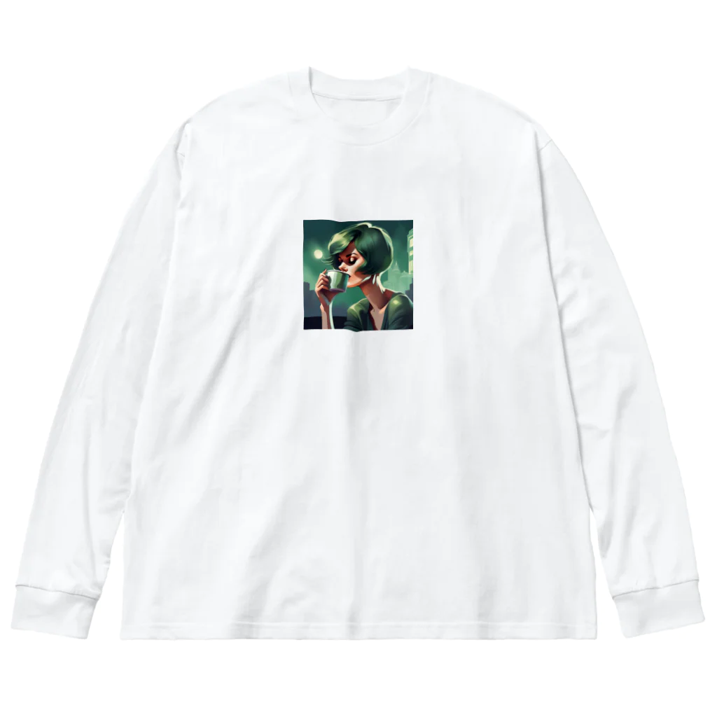 kumateruのクールビューティーグリーン Big Long Sleeve T-Shirt