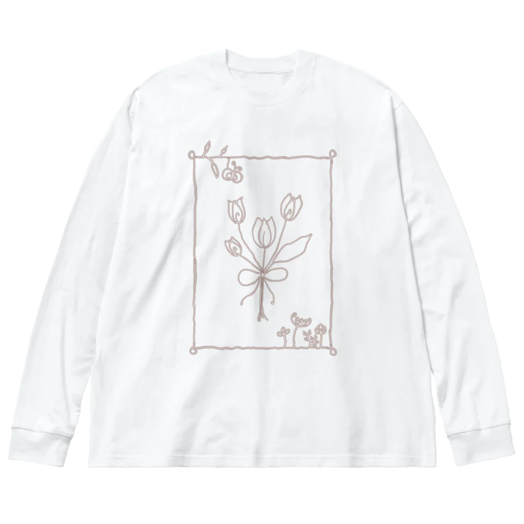 りゅみshopのワイヤーアート風フラワー Big Long Sleeve T-Shirt