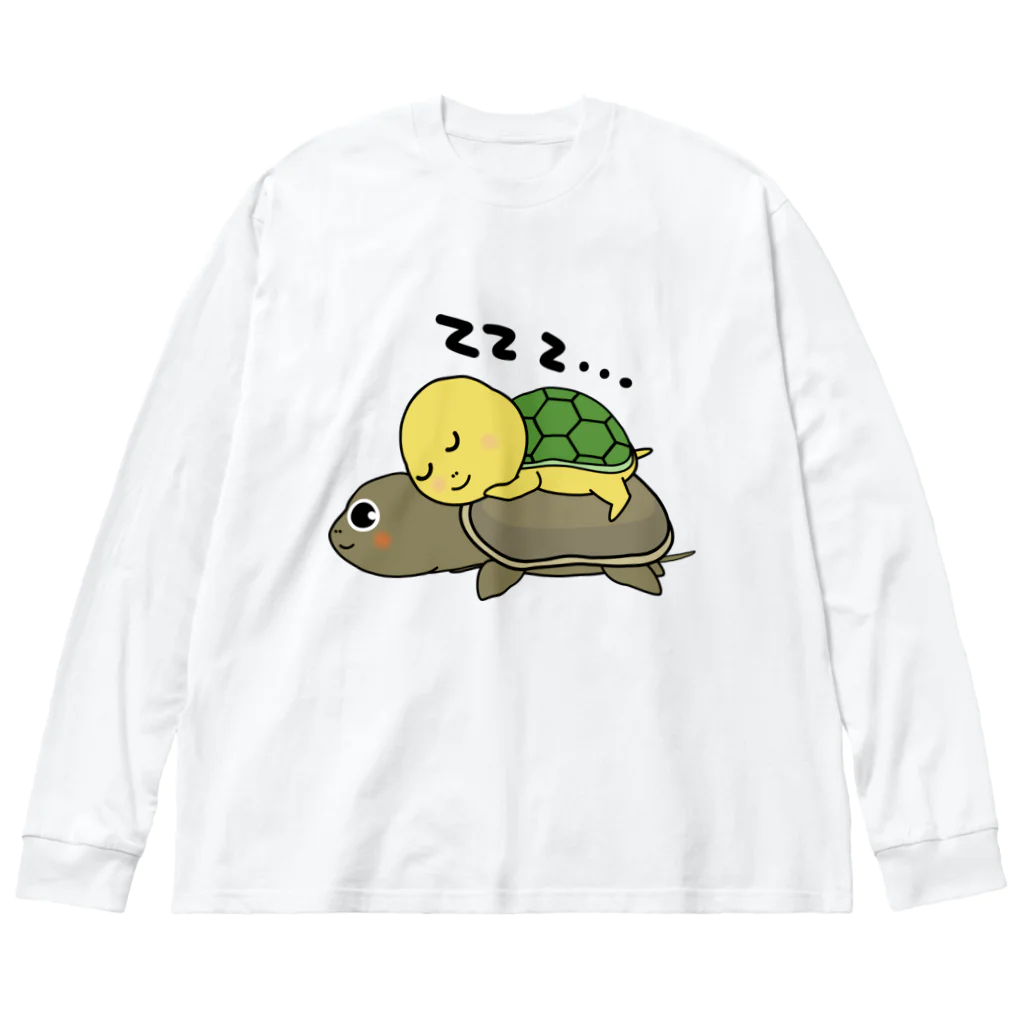 chicodeza by suzuriのすっぽんと緑亀 Big Long Sleeve T-Shirt