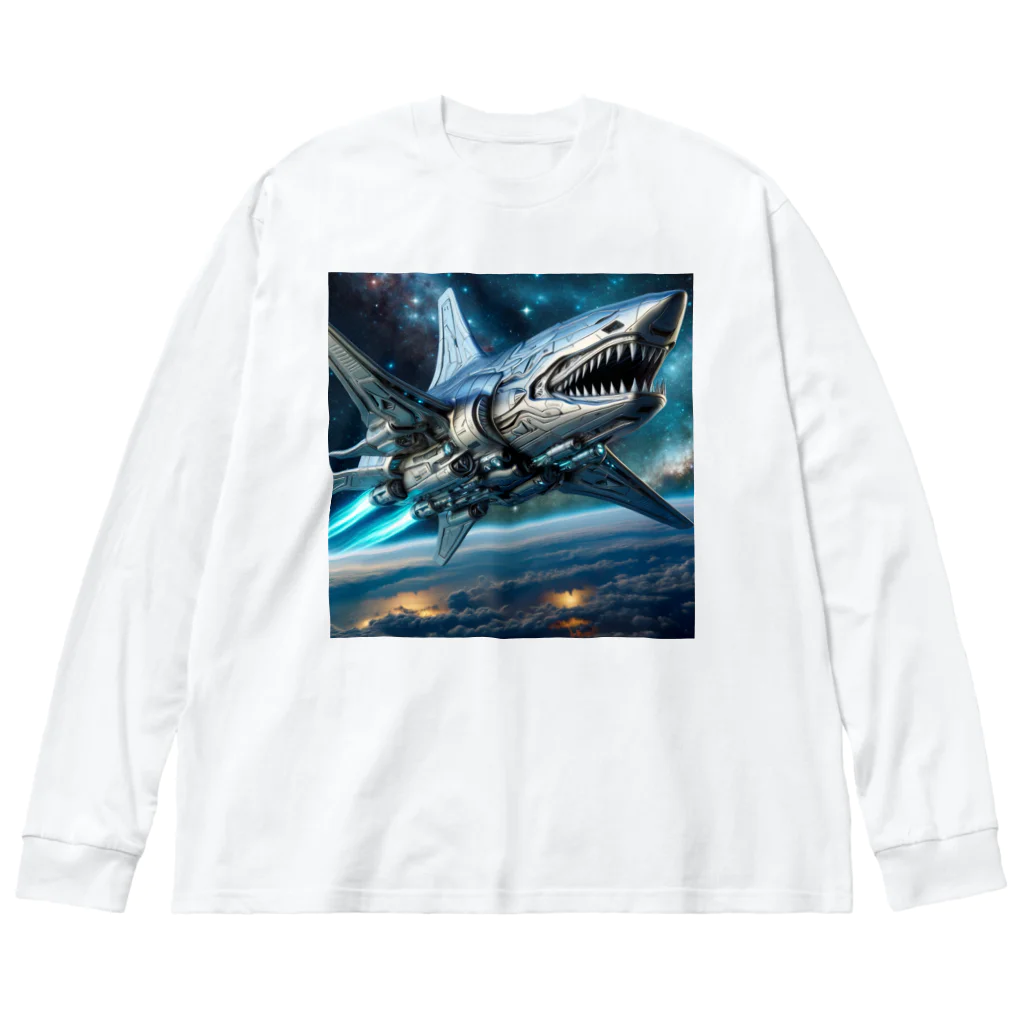 RISE　CEED【オリジナルブランドSHOP】のサメの宇宙船 Big Long Sleeve T-Shirt